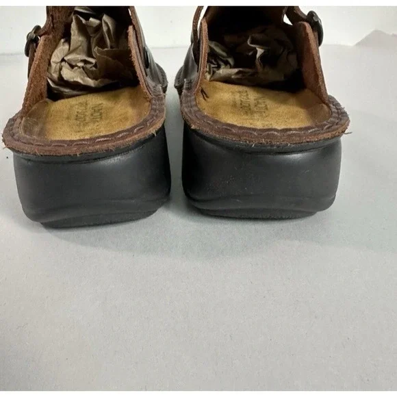 Naot Brown Leather Buckle Clogs Slides Mule Shoes Size 38/ US 8 - Picture 4 of 8